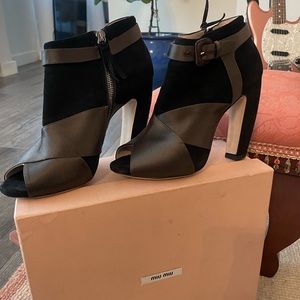 Beautiful Miu Miu boots! suede + satin